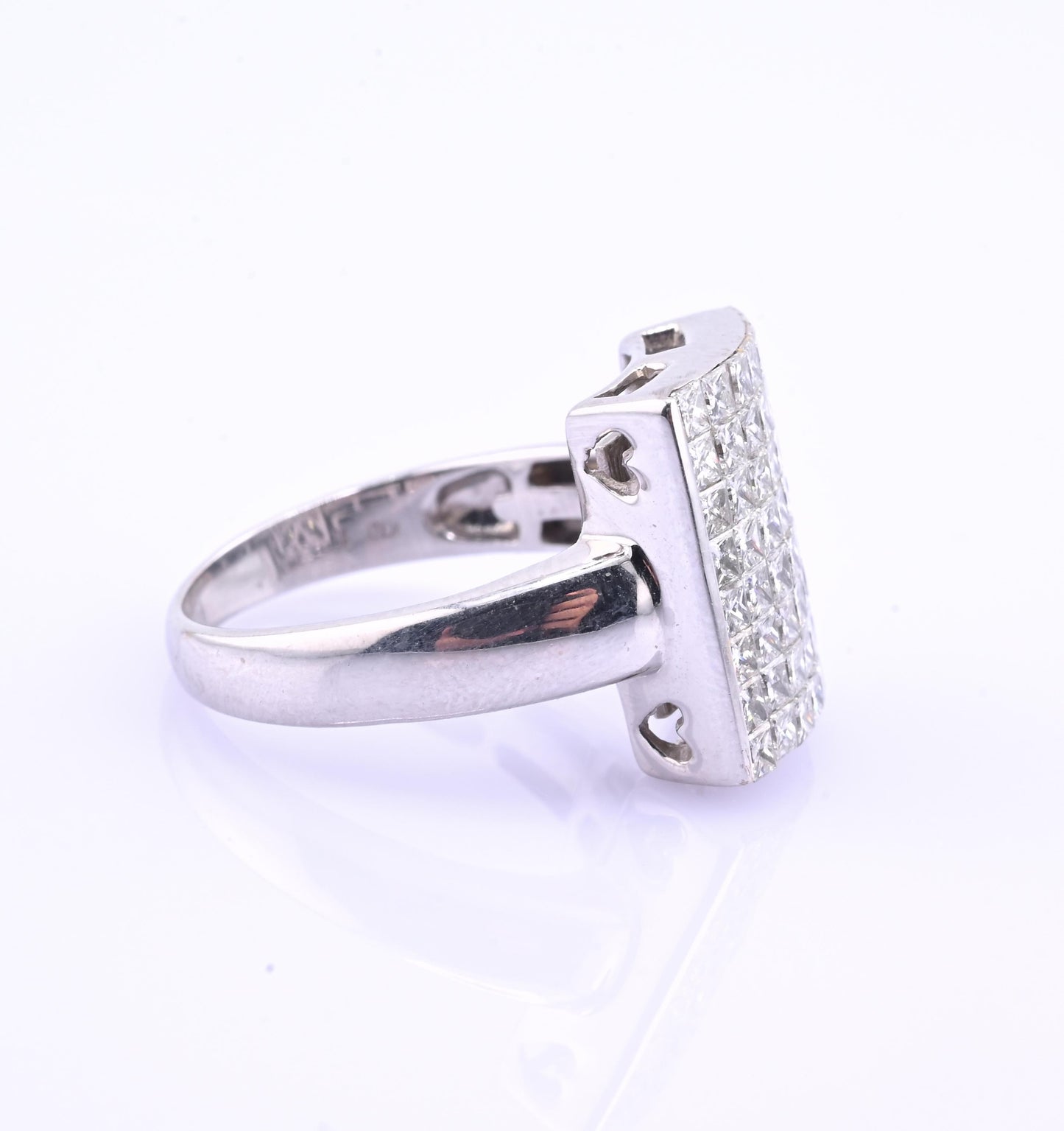 18k White Gold Princess-Cut Natural Diamond Mosaic Statement Ring Size 7