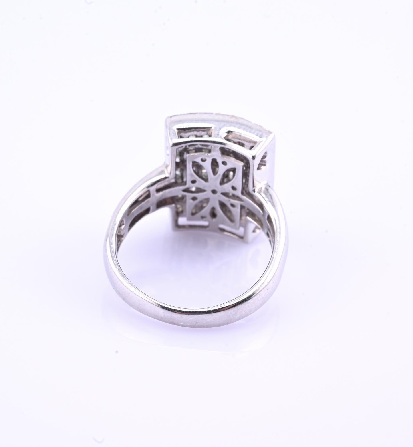 18k White Gold Princess-Cut Natural Diamond Mosaic Statement Ring Size 7