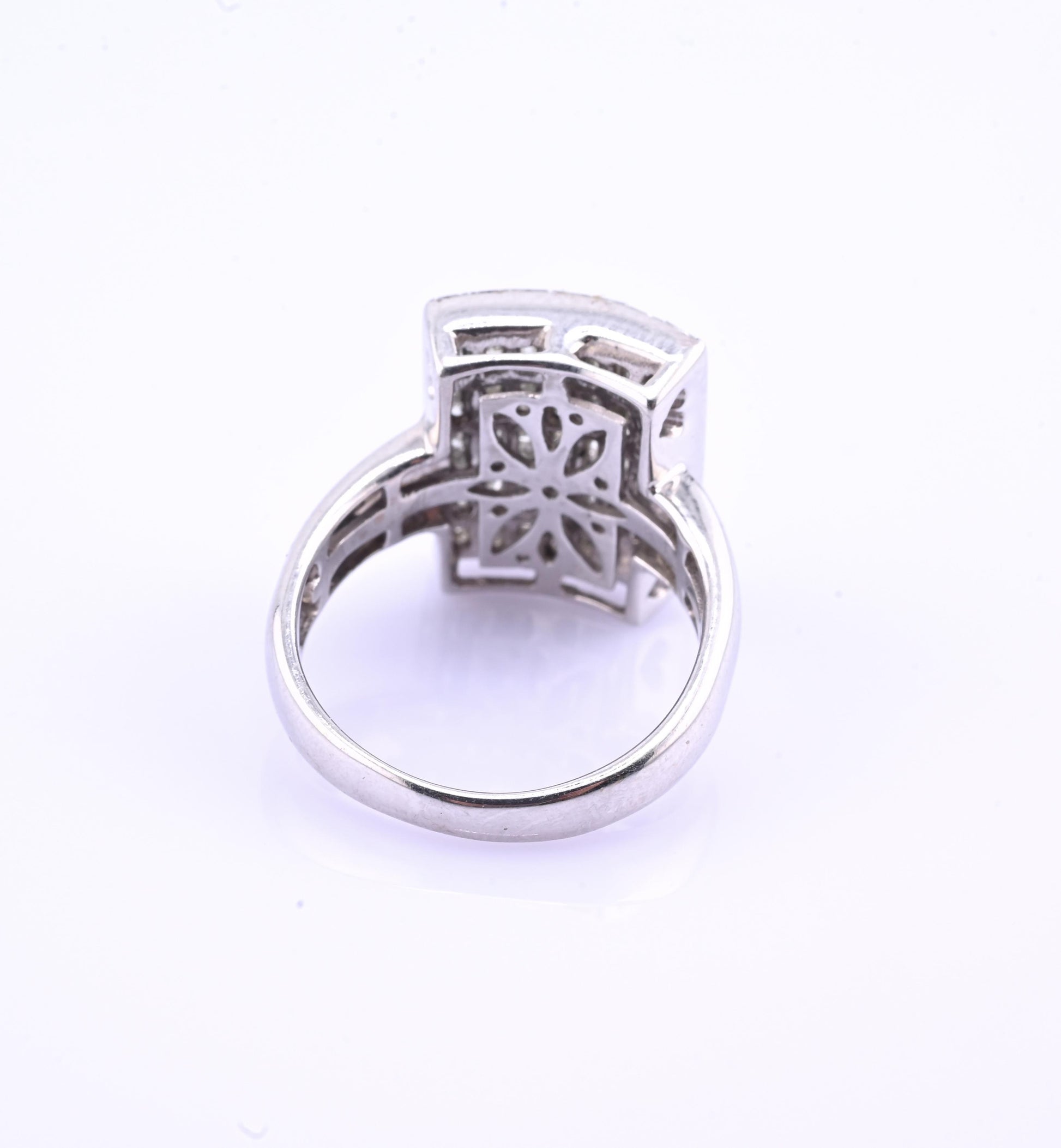 18k White Gold Princess-Cut Natural Diamond Mosaic Statement Ring Size 7