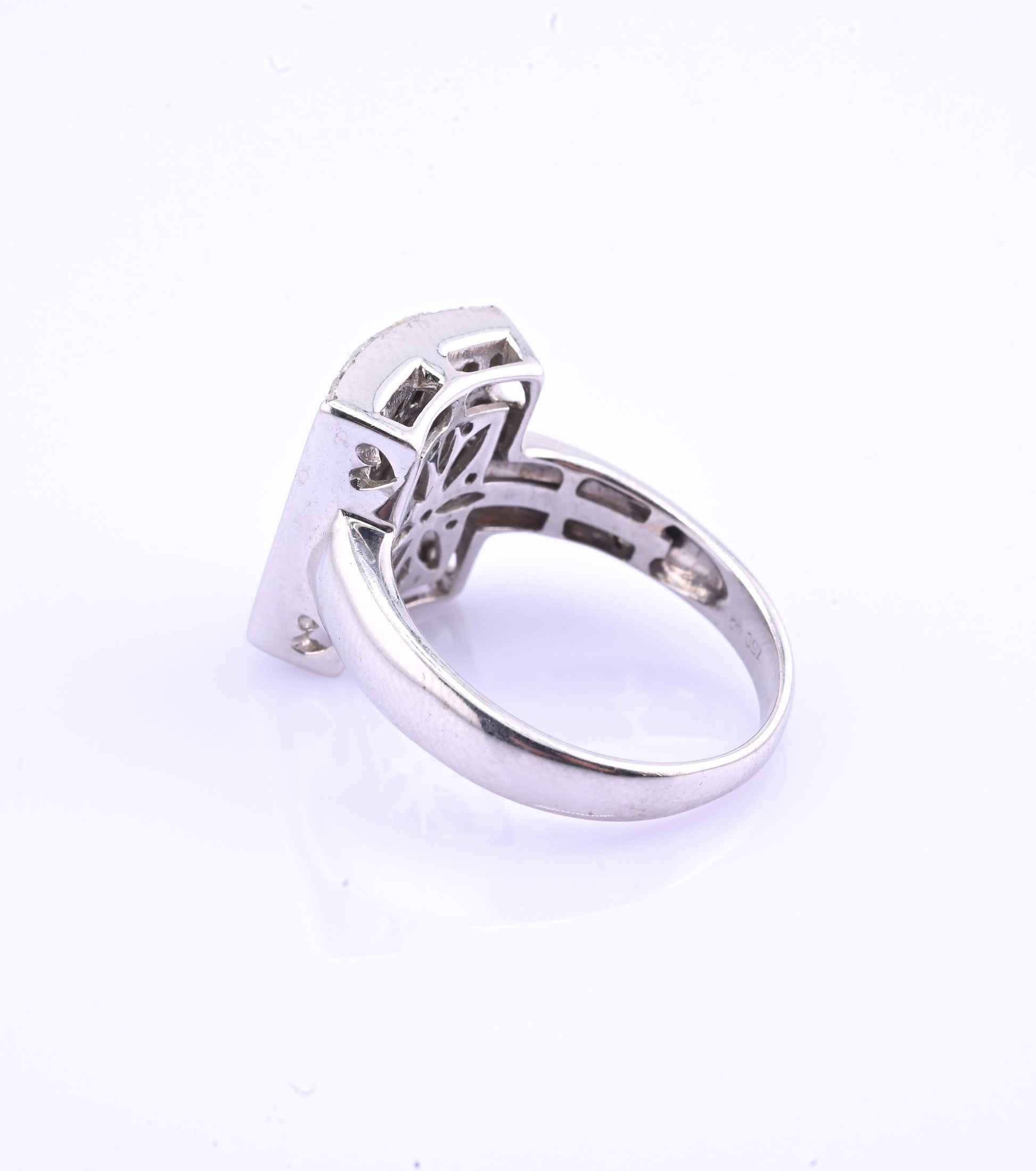 18k White Gold Princess-Cut Natural Diamond Mosaic Statement Ring Size 7