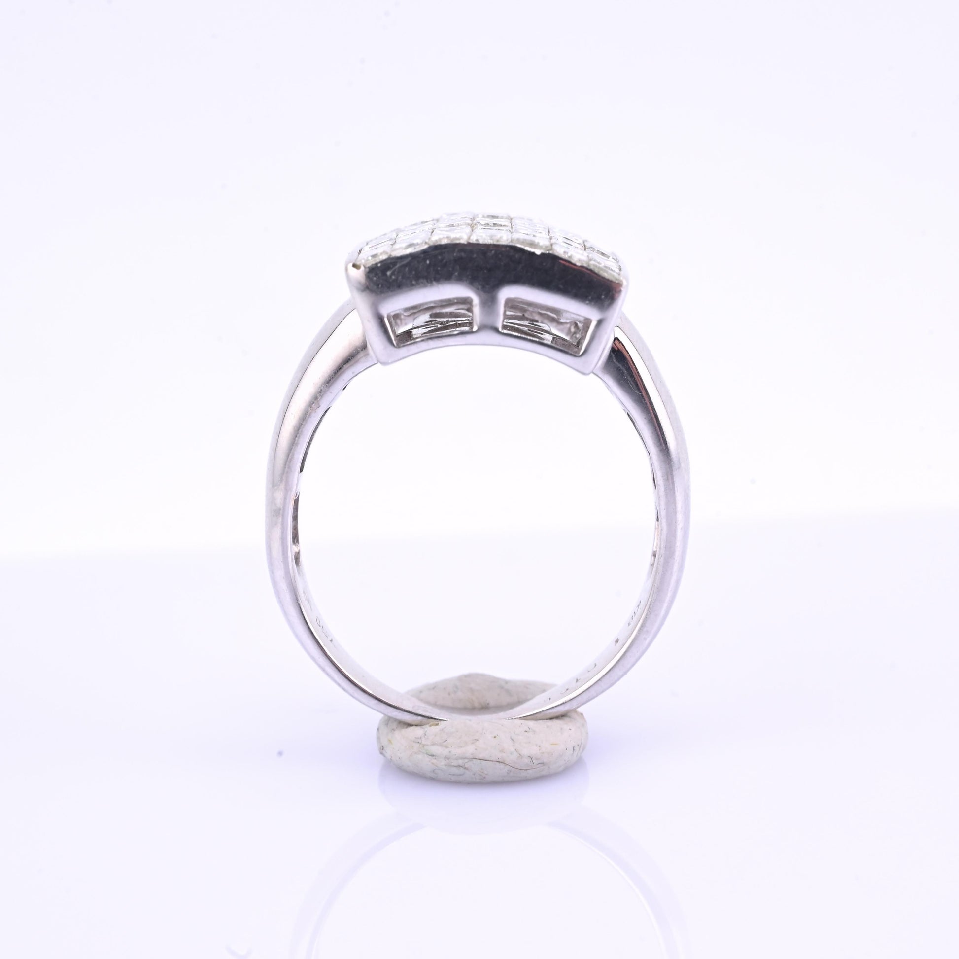 18k White Gold Princess-Cut Natural Diamond Mosaic Statement Ring Size 7
