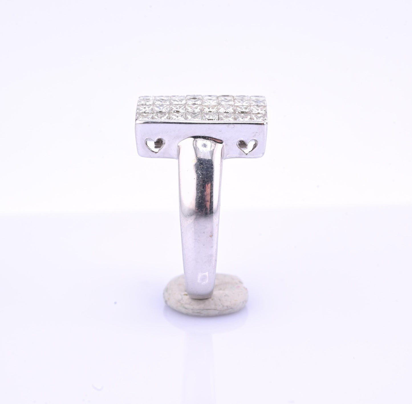 18k White Gold Princess-Cut Natural Diamond Mosaic Statement Ring Size 7