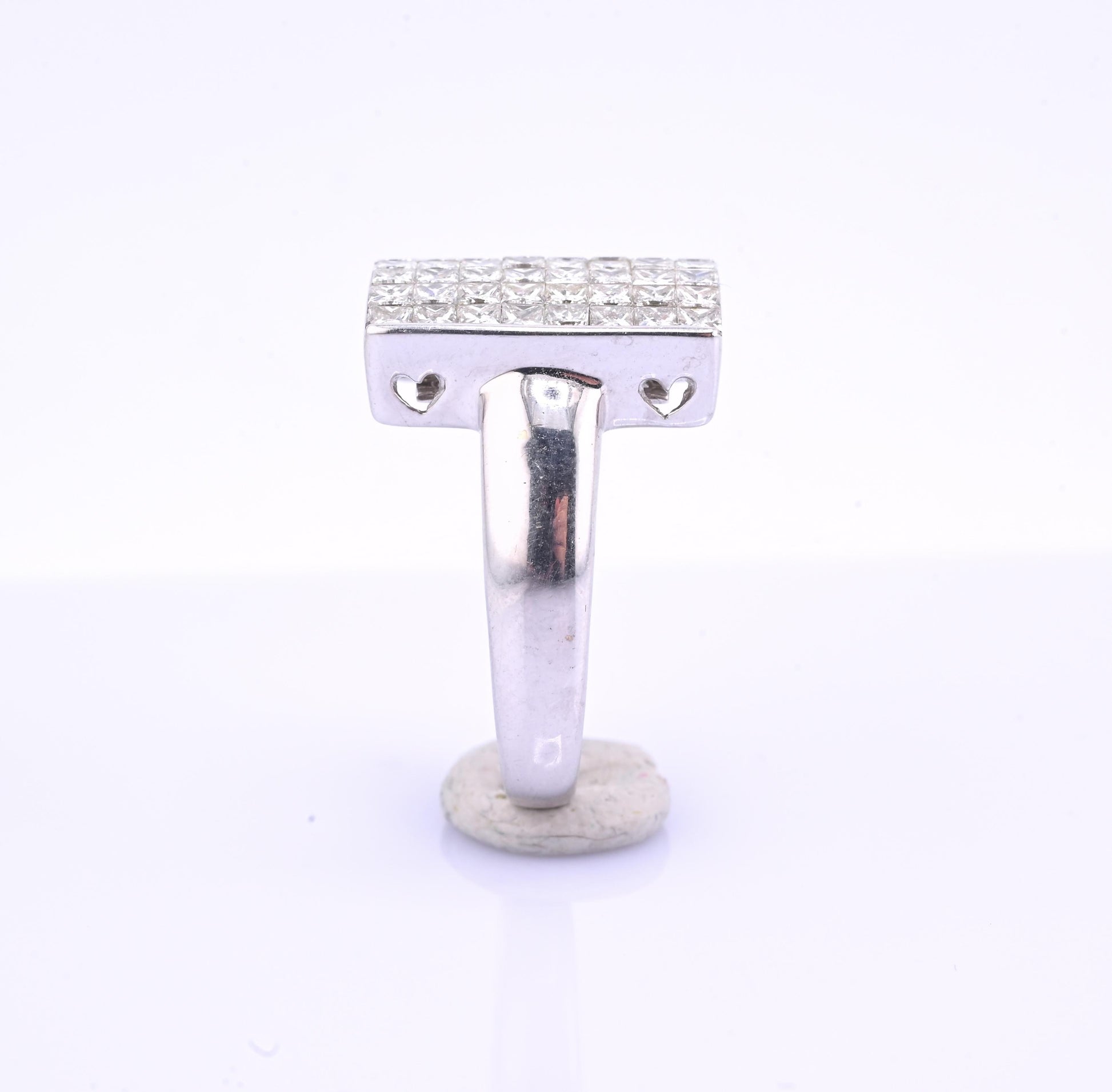 18k White Gold Princess-Cut Natural Diamond Mosaic Statement Ring Size 7