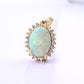 Exquisite 18k Yellow Gold Opal & Diamond Halo Statement Pendant