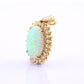 Exquisite 18k Yellow Gold Opal & Diamond Halo Statement Pendant