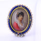Antique Italian 18k Gold Hand-Painted Enamel & Pearl Portrait Brooch