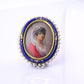 Antique Italian 18k Gold Hand-Painted Enamel & Pearl Portrait Brooch