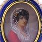 Antique Italian 18k Gold Hand-Painted Enamel & Pearl Portrait Brooch