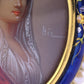 Antique Italian 18k Gold Hand-Painted Enamel & Pearl Portrait Brooch