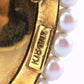 Antique Italian 18k Gold Hand-Painted Enamel & Pearl Portrait Brooch