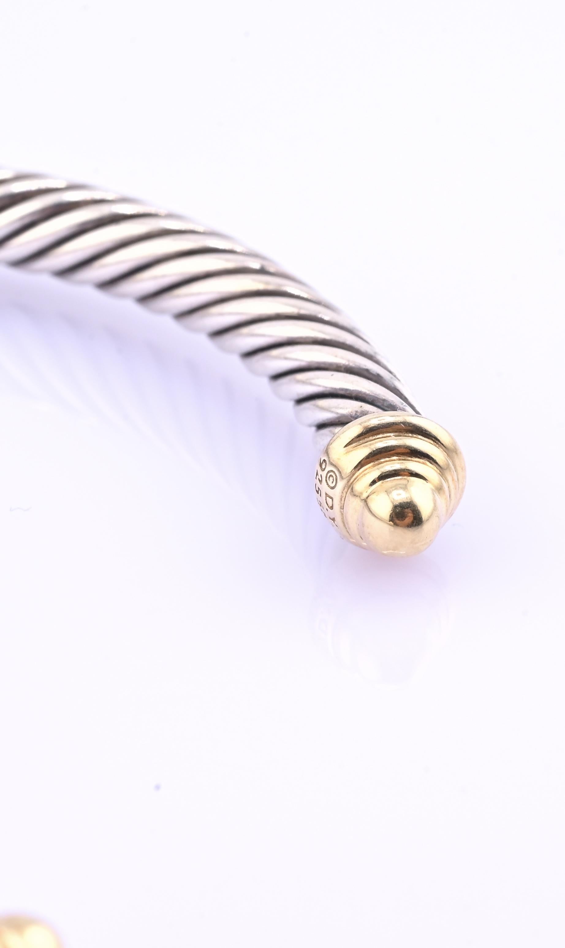 David Yurman 14k Gold & Sterling Silver Cable Classics Cuff