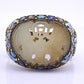 Antique Chinese Gilt Silver Filigree & Enamel Cuff Bracelet with Carved Celadon