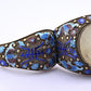 Antique Chinese Gilt Silver Filigree & Enamel Cuff Bracelet with Carved Celadon