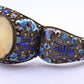 Antique Chinese Gilt Silver Filigree & Enamel Cuff Bracelet with Carved Celadon