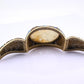 Antique Chinese Gilt Silver Filigree & Enamel Cuff Bracelet with Carved Celadon