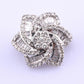 18k White Gold 0.99ctw Natural Diamond Swirl Flower Pendant / Brooch