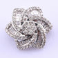 18k White Gold 0.99ctw Natural Diamond Swirl Flower Pendant / Brooch