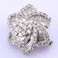 18k White Gold 0.99ctw Natural Diamond Swirl Flower Pendant / Brooch