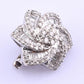 18k White Gold 0.99ctw Natural Diamond Swirl Flower Pendant / Brooch