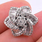 18k White Gold 0.99ctw Natural Diamond Swirl Flower Pendant / Brooch