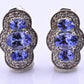 IGI Certified 1.78ctw Tanzanite & Diamond Scalloped Halo Earrings in 10k Gold