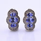 IGI Certified 1.78ctw Tanzanite & Diamond Scalloped Halo Earrings in 10k Gold