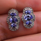 IGI Certified 1.78ctw Tanzanite & Diamond Scalloped Halo Earrings in 10k Gold