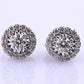 14k White Gold Diamond Halo Miracle Set Stud Earrings — .24-.30 CTW