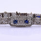 Antique Art Deco 14k White Gold Filigree Bracelet with Sapphires & Diamonds