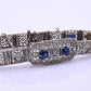 Antique Art Deco 14k White Gold Filigree Bracelet with Sapphires & Diamonds