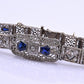 Antique Art Deco 14k White Gold Filigree Bracelet with Sapphires & Diamonds