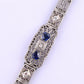 Antique Art Deco 14k White Gold Filigree Bracelet with Sapphires & Diamonds