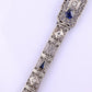 Antique Art Deco 14k White Gold Filigree Bracelet with Sapphires & Diamonds