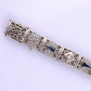 Antique Art Deco 14k White Gold Filigree Bracelet with Sapphires & Diamonds