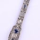 Antique Art Deco 14k White Gold Filigree Bracelet with Sapphires & Diamonds