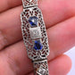 Antique Art Deco 14k White Gold Filigree Bracelet with Sapphires & Diamonds