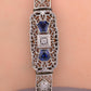 Antique Art Deco 14k White Gold Filigree Bracelet with Sapphires & Diamonds