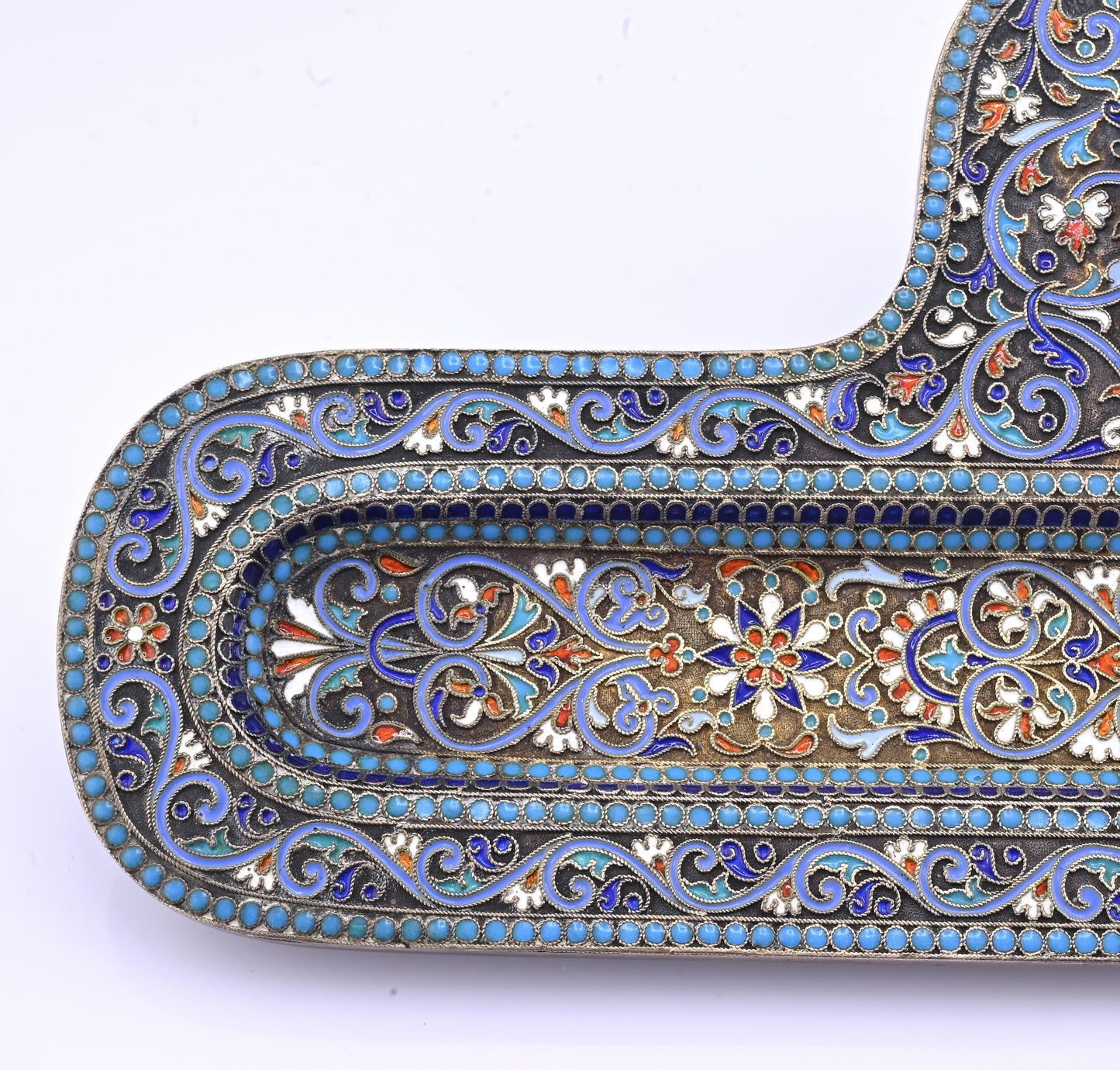 Imperial Russian Silver-Gilt and Cloisonné Enamel Inkwell