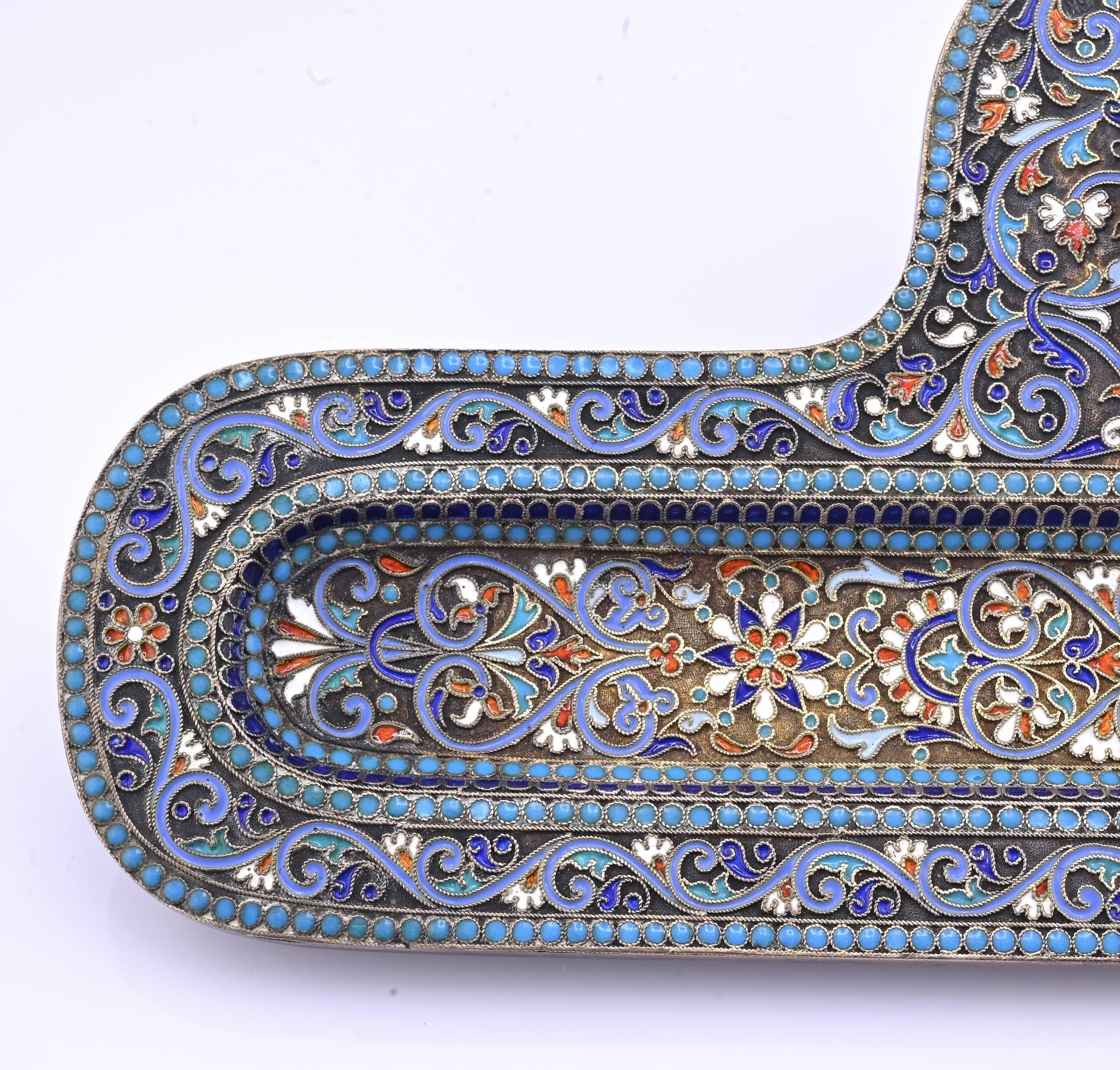 Imperial Russian Silver-Gilt and Cloisonné Enamel Inkwell