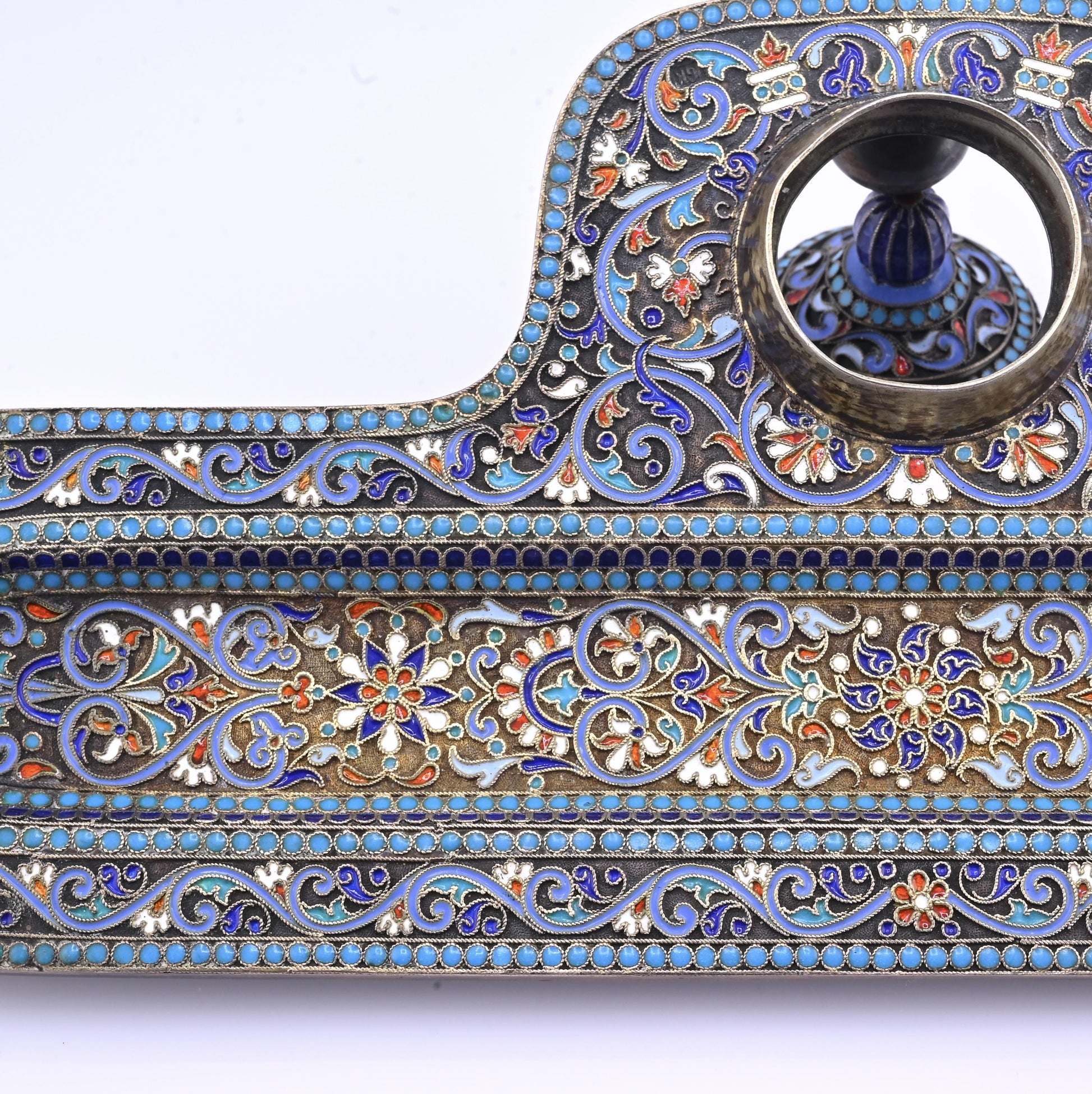 Imperial Russian Silver-Gilt and Cloisonné Enamel Inkwell