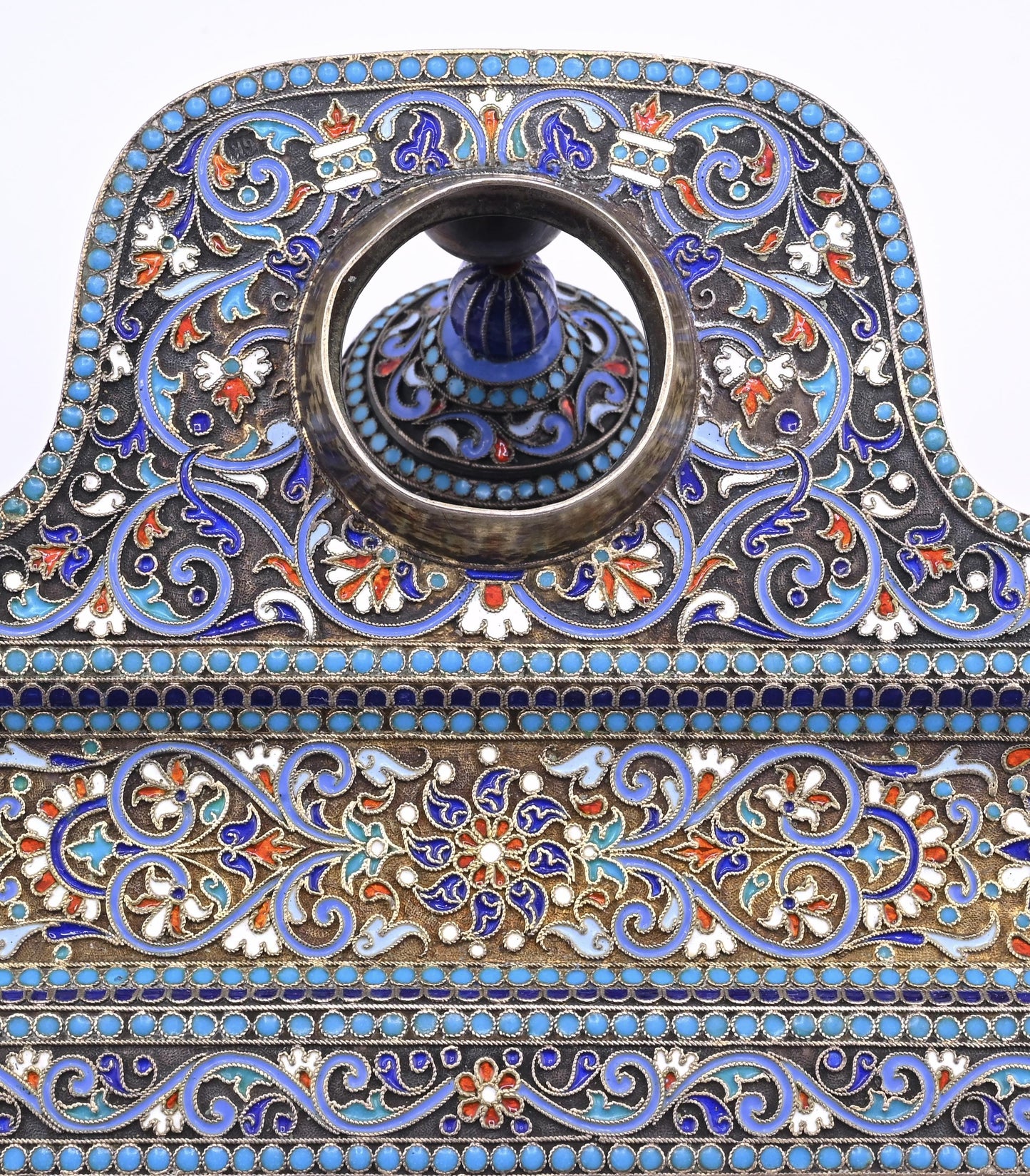 Imperial Russian Silver-Gilt and Cloisonné Enamel Inkwell
