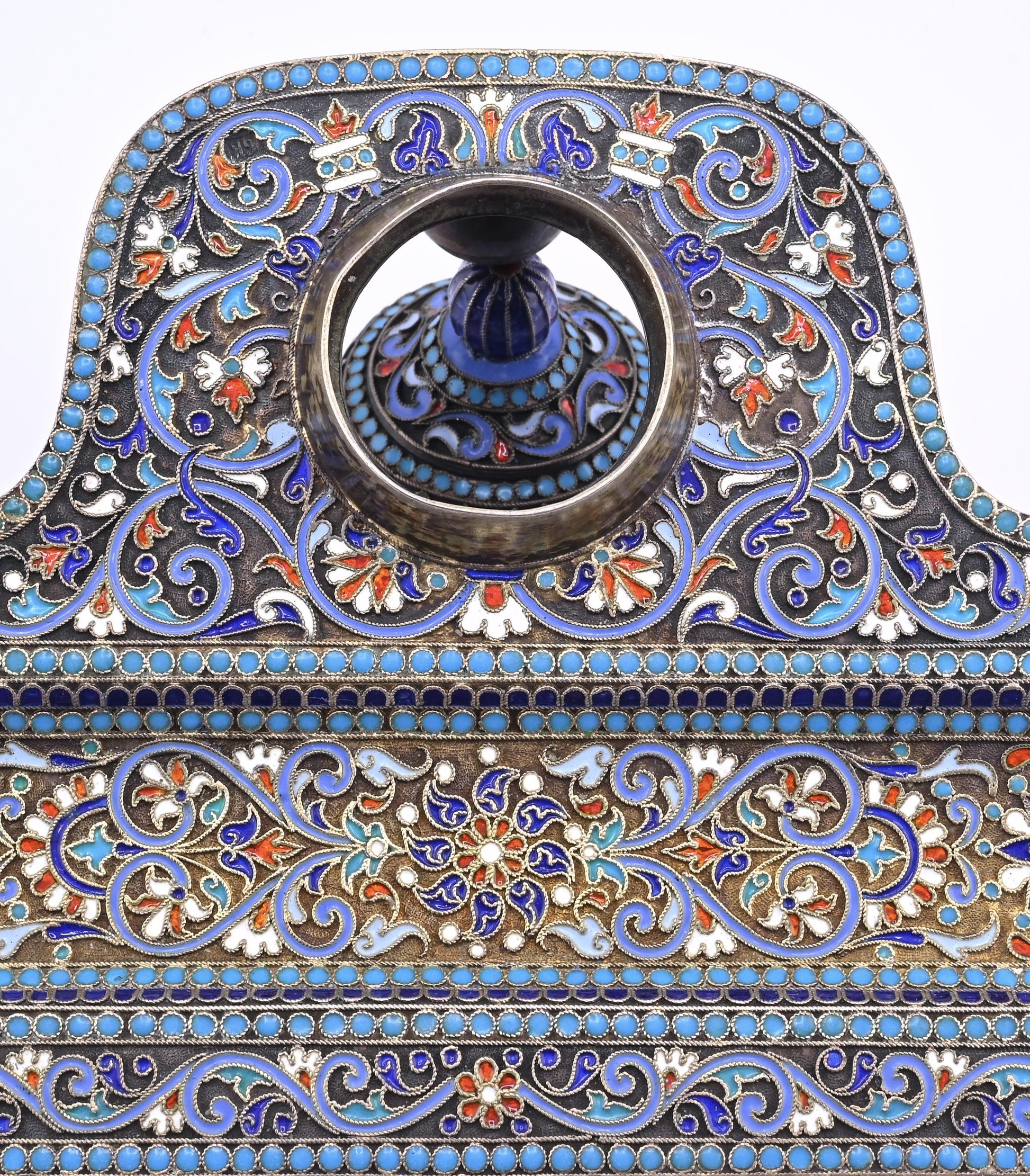 Imperial Russian Silver-Gilt and Cloisonné Enamel Inkwell