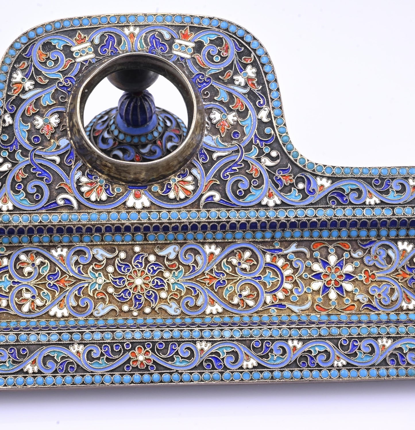 Imperial Russian Silver-Gilt and Cloisonné Enamel Inkwell