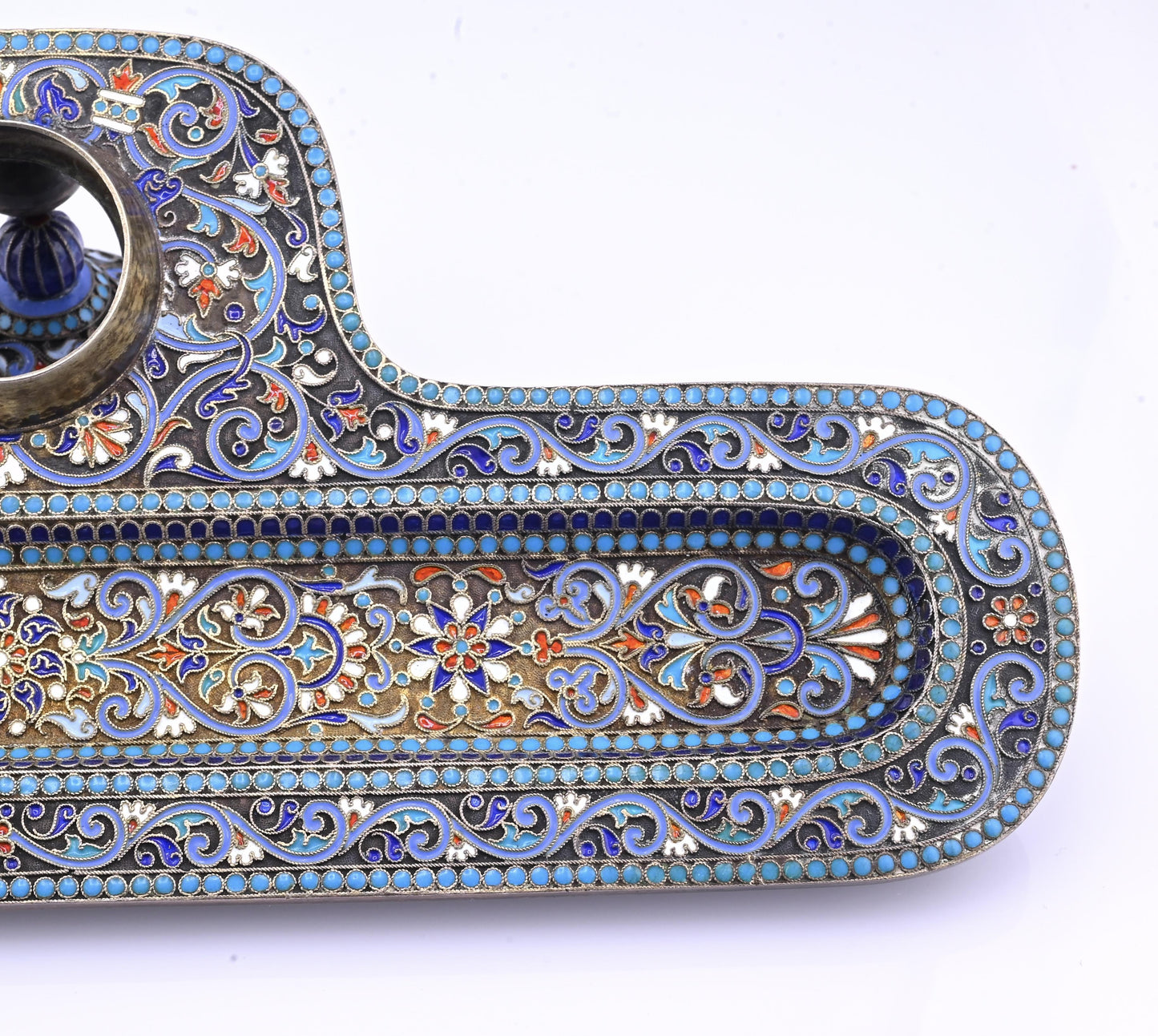 Imperial Russian Silver-Gilt and Cloisonné Enamel Inkwell