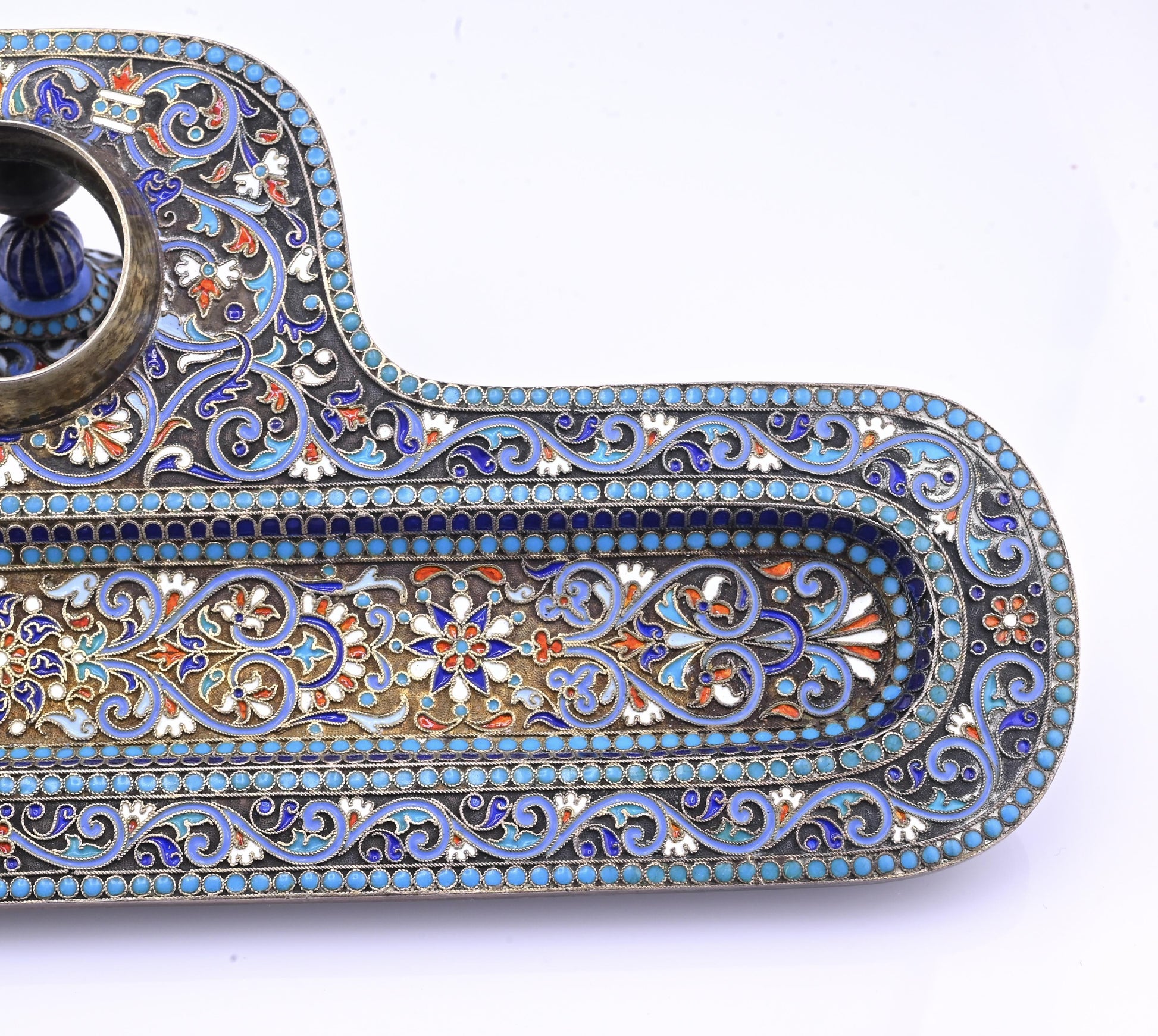 Imperial Russian Silver-Gilt and Cloisonné Enamel Inkwell