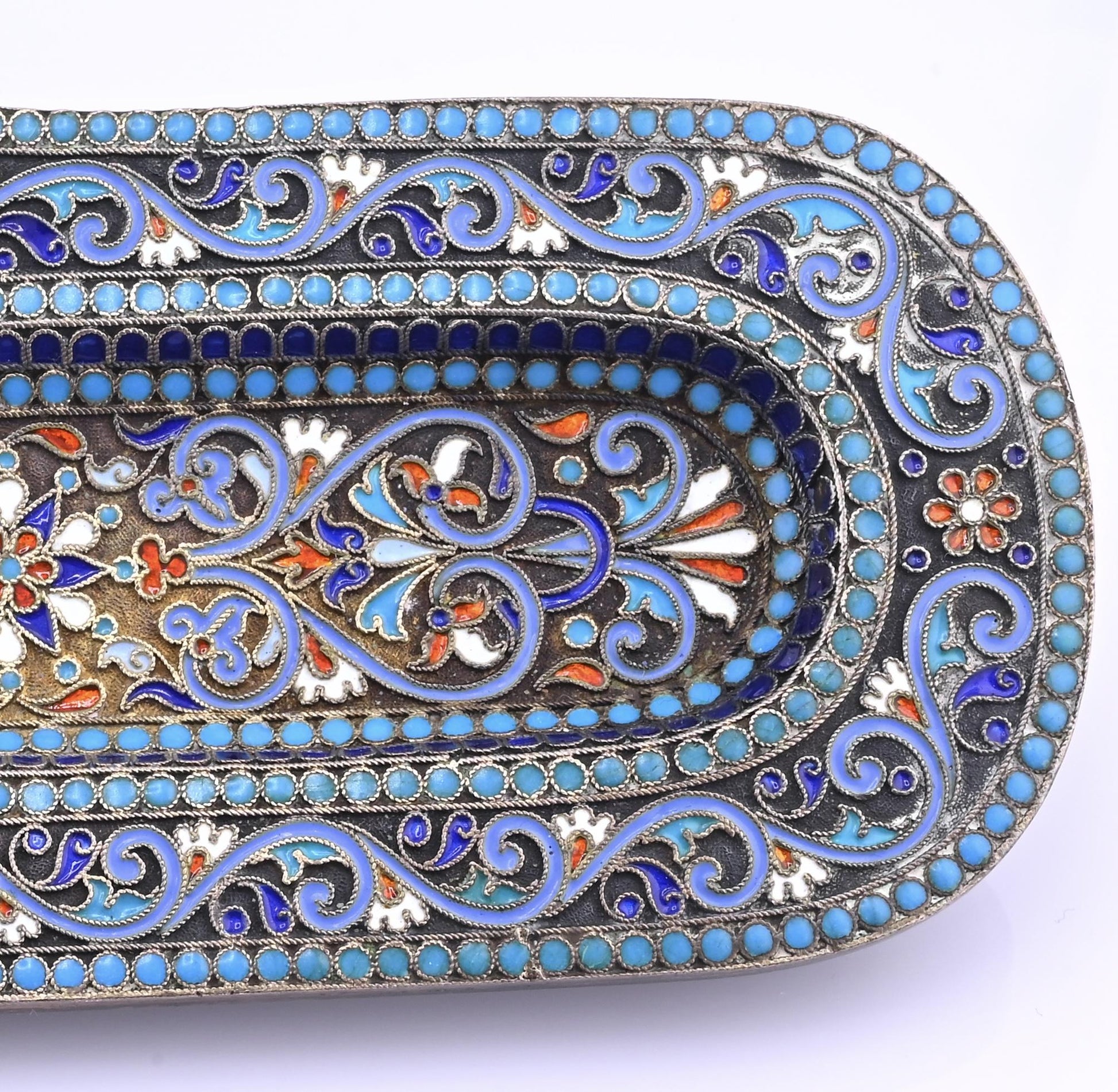 Imperial Russian Silver-Gilt and Cloisonné Enamel Inkwell