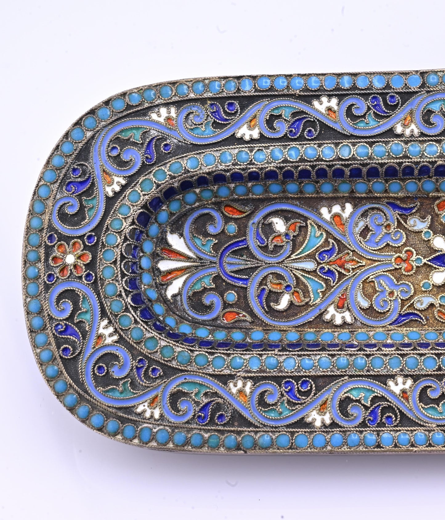 Imperial Russian Silver-Gilt and Cloisonné Enamel Inkwell