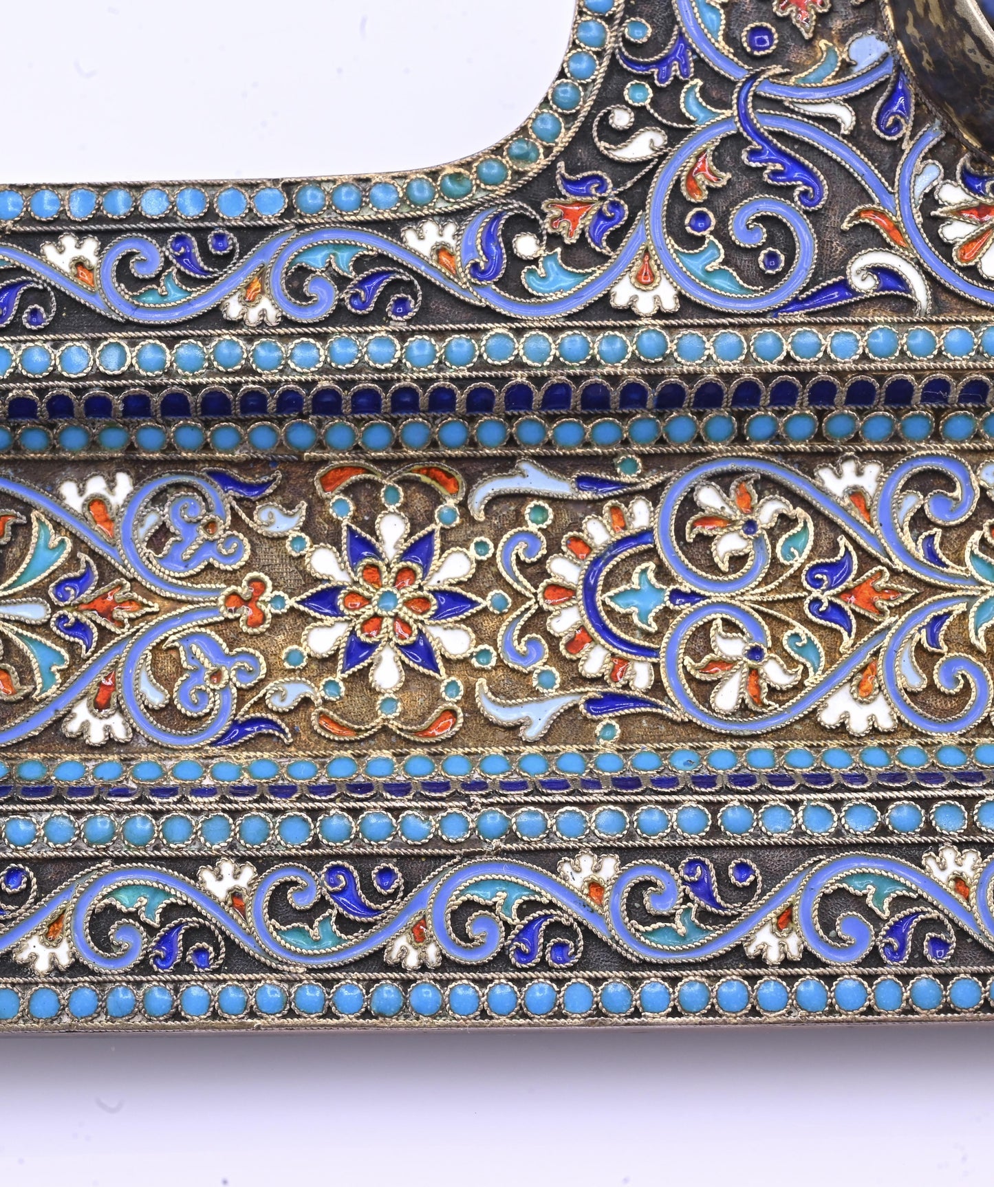 Imperial Russian Silver-Gilt and Cloisonné Enamel Inkwell