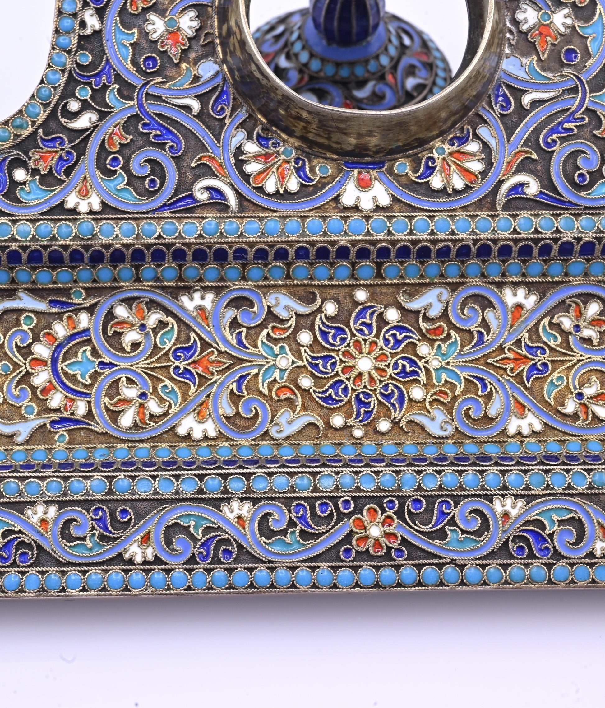 Imperial Russian Silver-Gilt and Cloisonné Enamel Inkwell