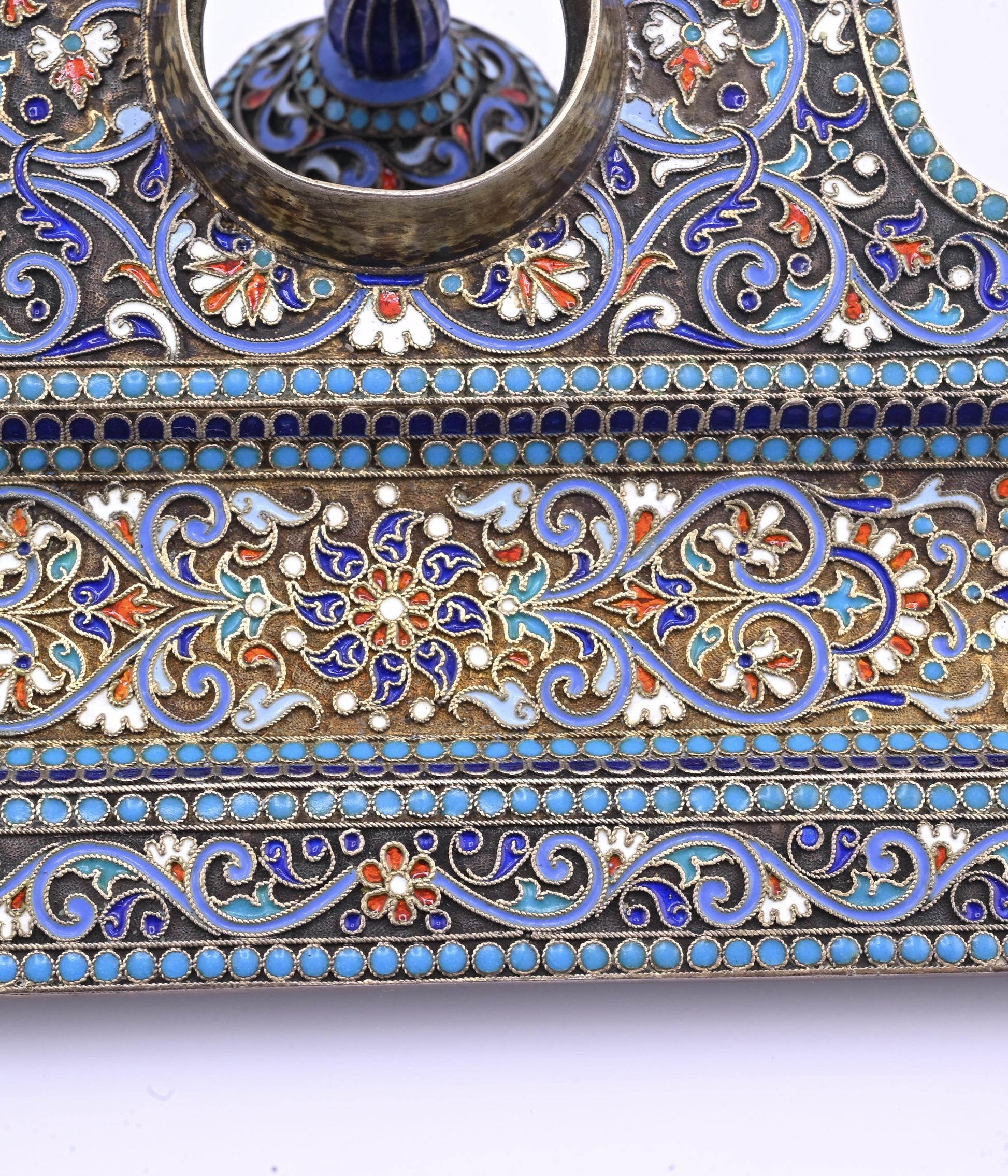 Imperial Russian Silver-Gilt and Cloisonné Enamel Inkwell